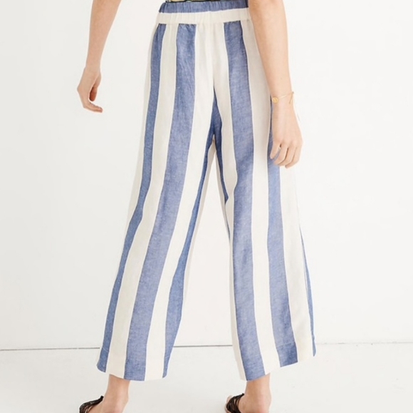 Madewell Huston Cropped Pull On Striped Pants - Picture 3 of 6